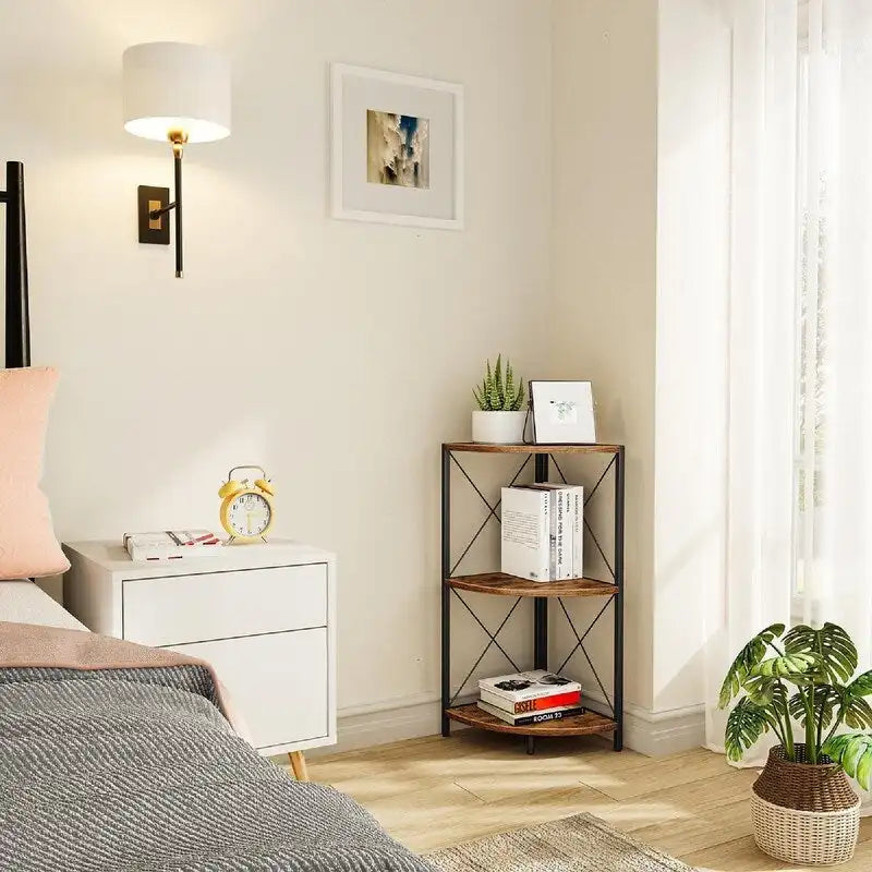Étagère d'angle avec cadre en métal - 11,8P x 11,8L x 26,9H