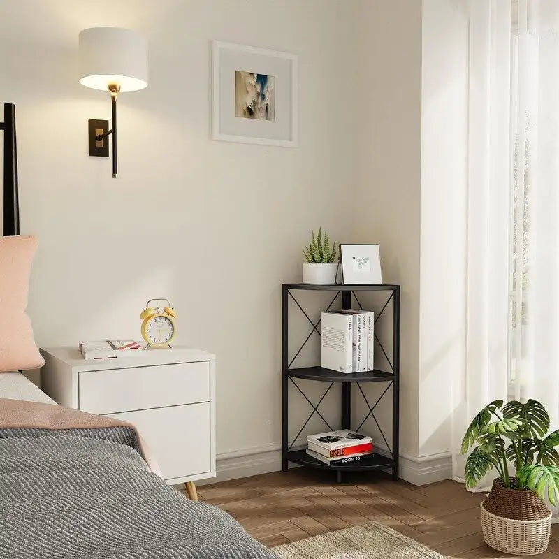 Étagère d'angle avec cadre en métal - 11,8P x 11,8L x 26,9H