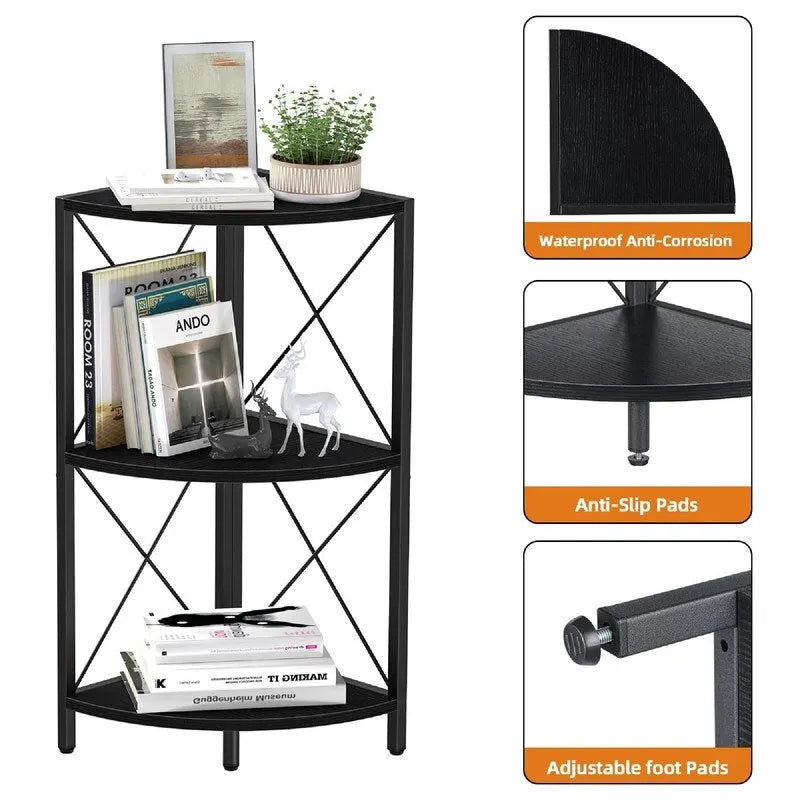 Étagère d'angle avec cadre en métal - 11,8P x 11,8L x 26,9H
