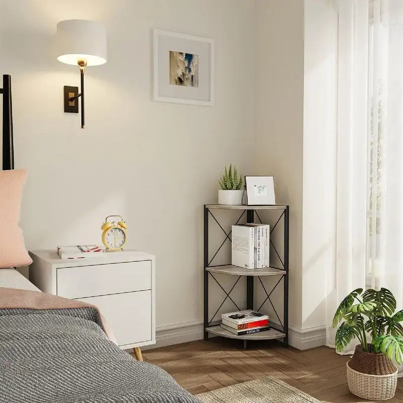 Étagère d'angle avec cadre en métal - 11,8P x 11,8L x 26,9H