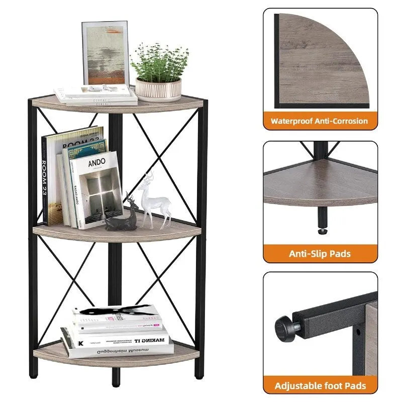 Étagère d'angle avec cadre en métal - 11,8P x 11,8L x 26,9H