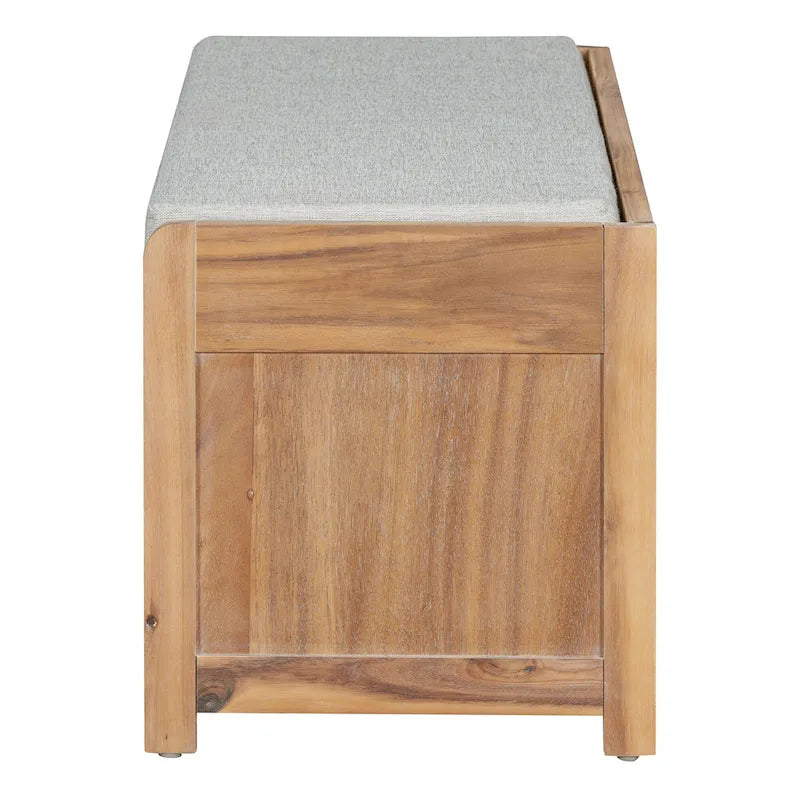 Banc d'entrée avec rangement et coussin, banc à chaussures avec porte coulissante, meuble de rangement pour chaussures pour salon, 39,1 L x 109,9 P x 41,9 H cm