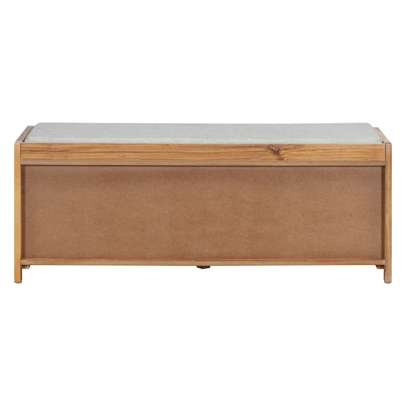 Banc d'entrée avec rangement et coussin, banc à chaussures avec porte coulissante, meuble de rangement pour chaussures pour salon, 39,1 L x 109,9 P x 41,9 H cm