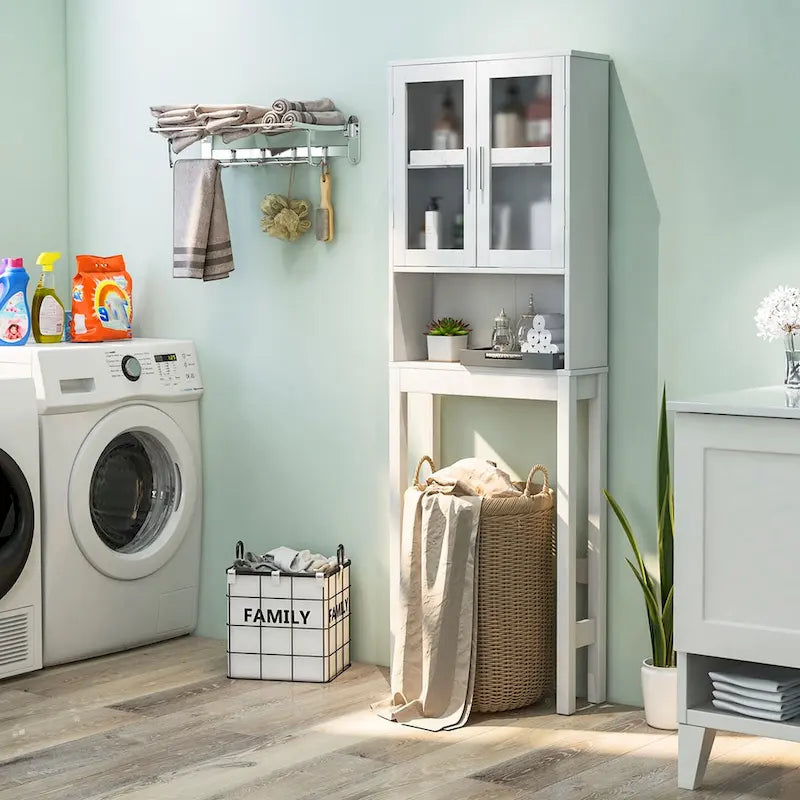 Meuble de rangement pour toilettes Costway en bois, organiseur économiseur d'espace