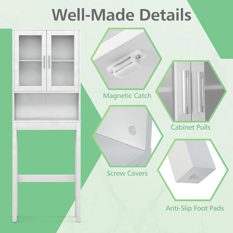 Meuble de rangement pour toilettes Costway en bois, organiseur économiseur d'espace