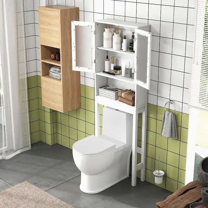 Meuble de rangement pour toilettes Costway en bois, organiseur économiseur d'espace