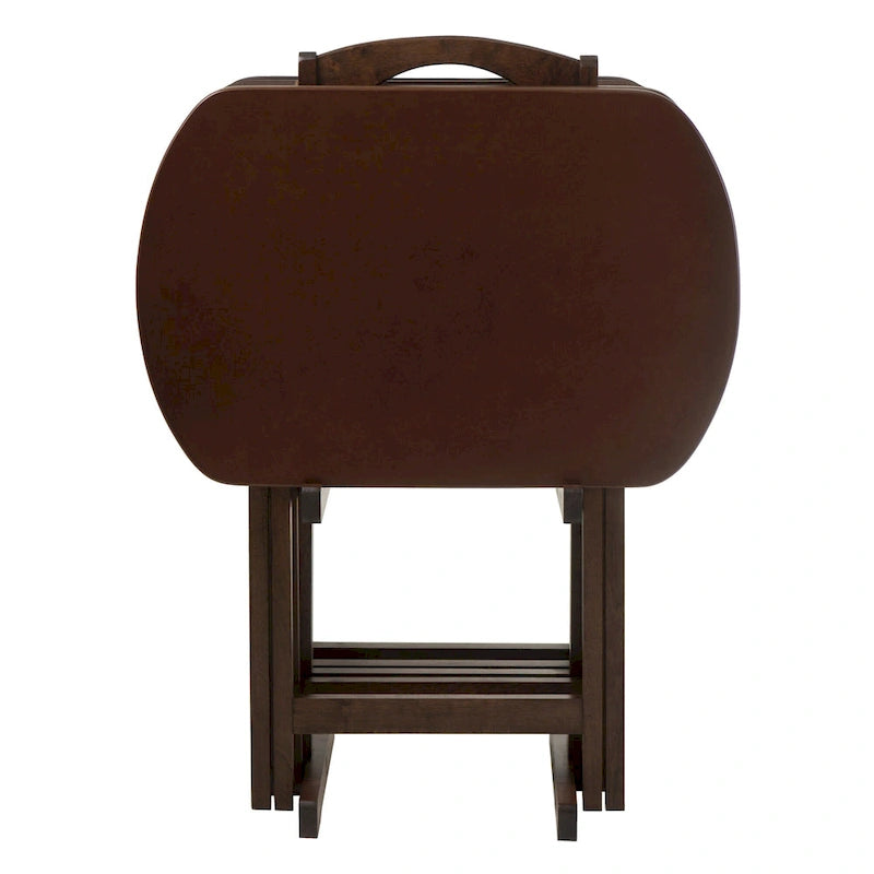5 tables d'appoint pliantes rectangulaires surdimensionnées Corbett Walnut avec rangement St