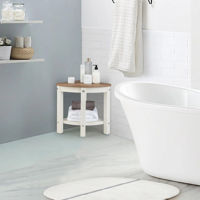 Gymax Tabouret de Douche d'Angle à 2 Niveaux, Étanche, Robuste