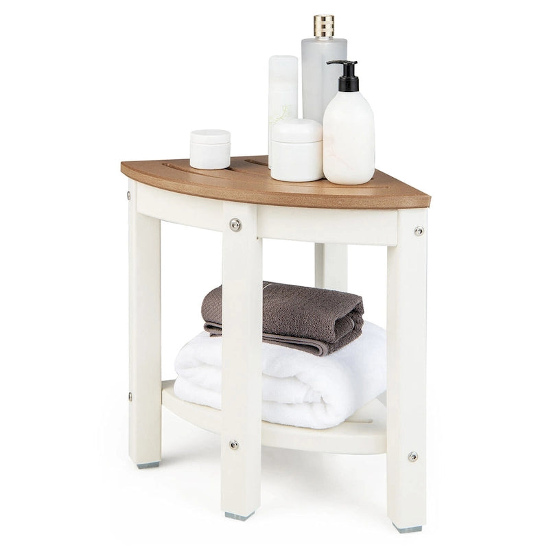 Gymax Tabouret de Douche d'Angle à 2 Niveaux, Étanche, Robuste