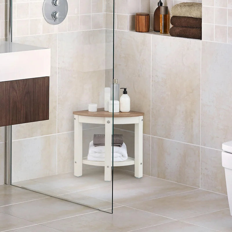 Gymax Tabouret de Douche d'Angle à 2 Niveaux, Étanche, Robuste