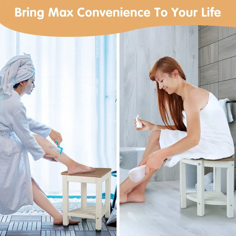Gymax Tabouret de Douche d'Angle à 2 Niveaux, Étanche, Robuste