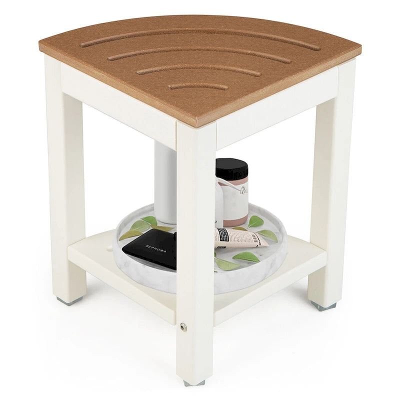 Gymax Tabouret de Douche d'Angle à 2 Niveaux, Étanche, Robuste