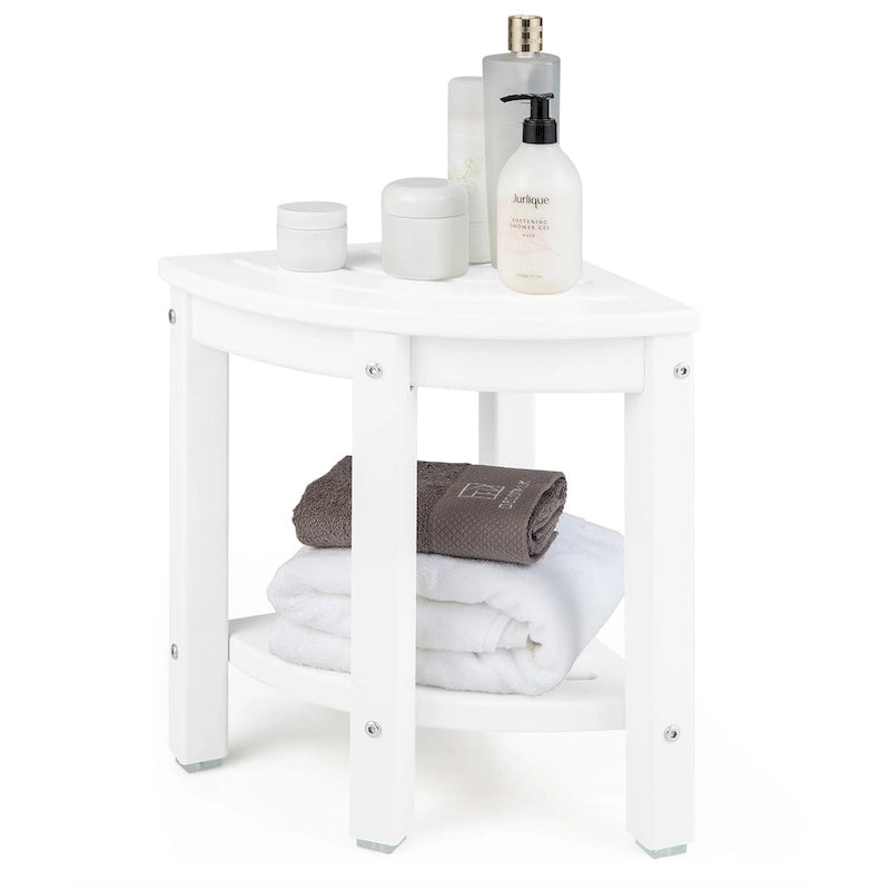Gymax Tabouret de Douche d'Angle à 2 Niveaux, Étanche, Robuste