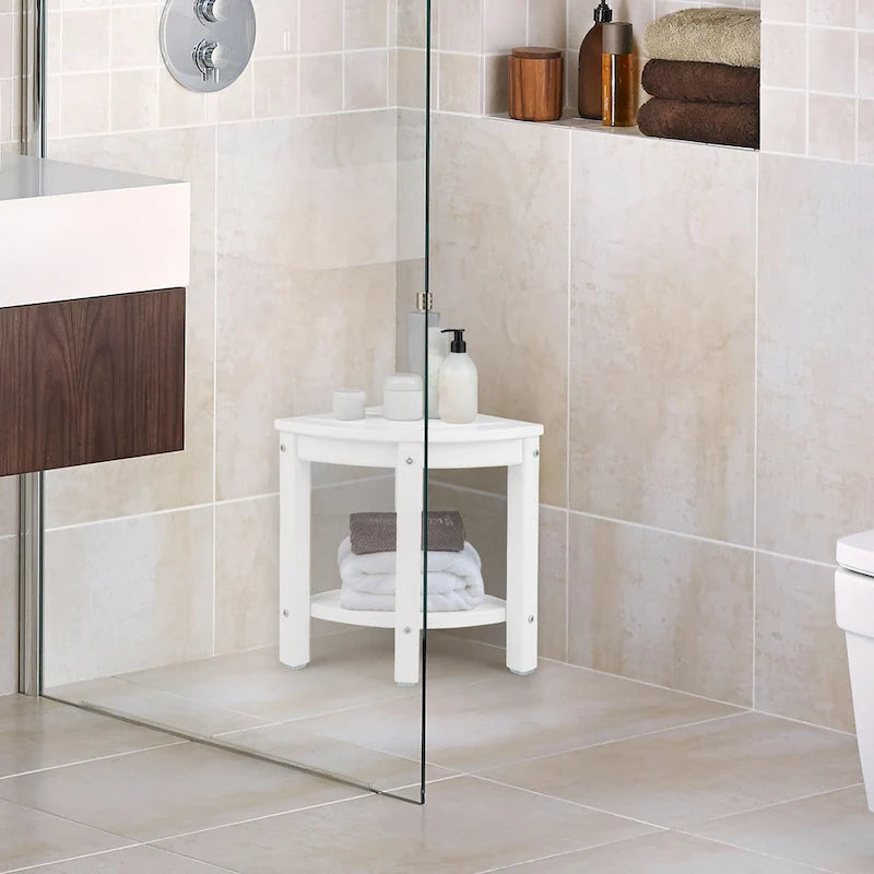 Gymax Tabouret de Douche d'Angle à 2 Niveaux, Étanche, Robuste