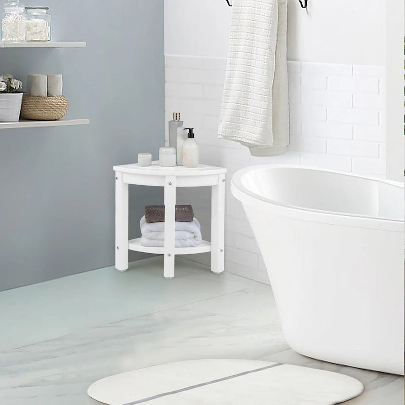 Gymax Tabouret de Douche d'Angle à 2 Niveaux, Étanche, Robuste