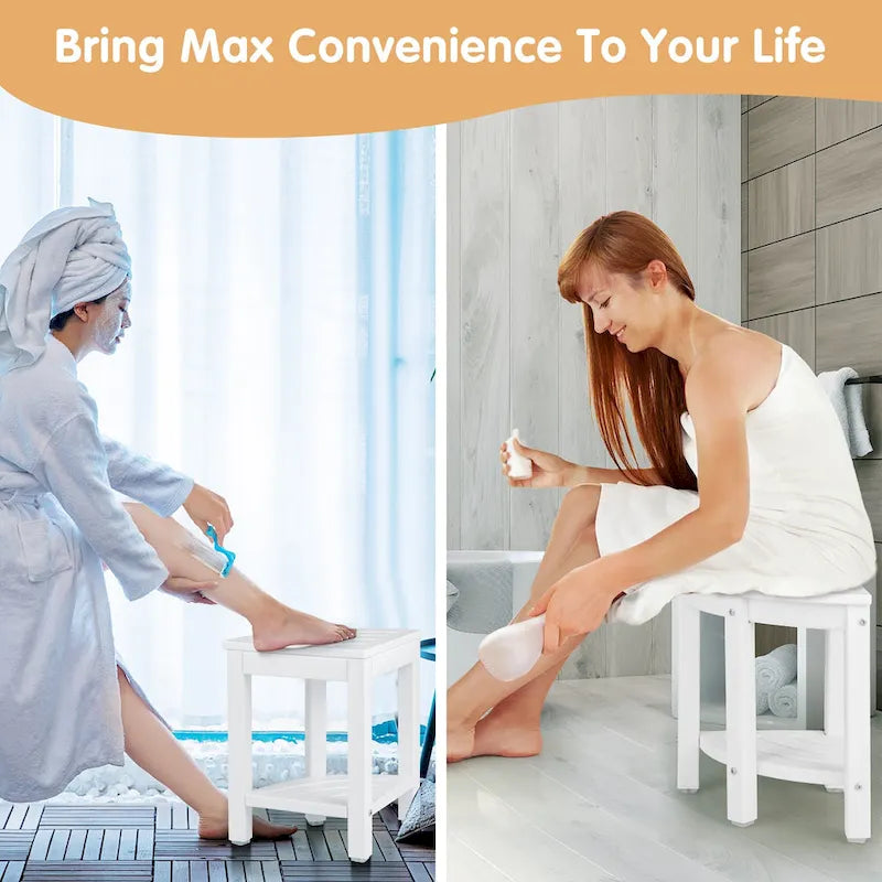 Gymax Tabouret de Douche d'Angle à 2 Niveaux, Étanche, Robuste
