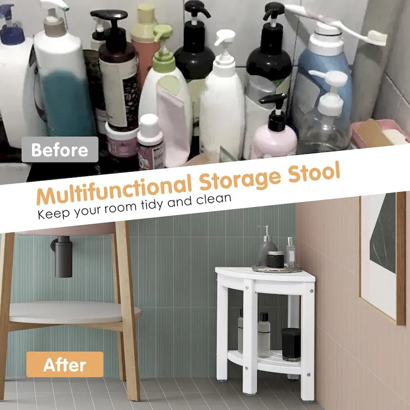 Gymax Tabouret de Douche d'Angle à 2 Niveaux, Étanche, Robuste