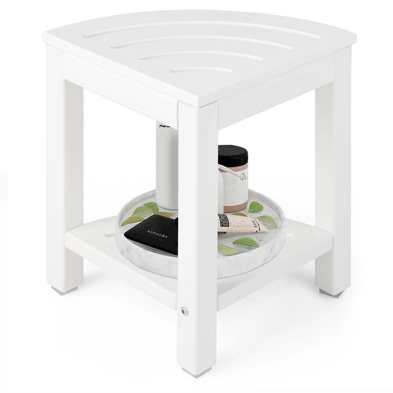 Gymax Tabouret de Douche d'Angle à 2 Niveaux, Étanche, Robuste