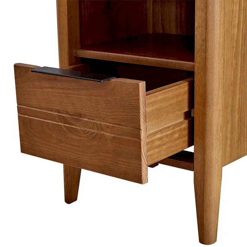 MUSEHOMEINC Table de chevet classique en bois à 1 tiroir, marron miel - 19.40