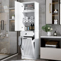 Meuble de buanderie avec portes et 1 tiroir, panier à linge basculant, étagère réglable, armoire à linge
