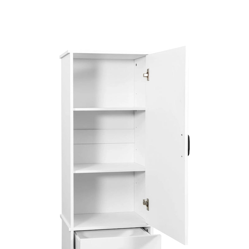 Meuble de buanderie avec portes et 1 tiroir, panier à linge basculant, étagère réglable, armoire à linge
