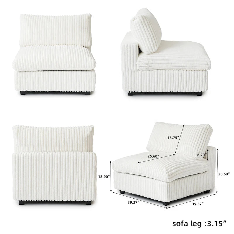 Canapé modulable en forme de V, convertible pour salon, canapé modulable profond Cloud, canapé modulable confortable 5 places
