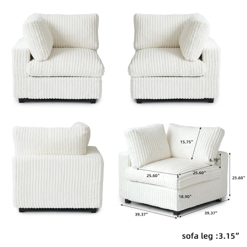 Canapé modulable en forme de V, convertible pour salon, canapé modulable profond Cloud, canapé modulable confortable 5 places