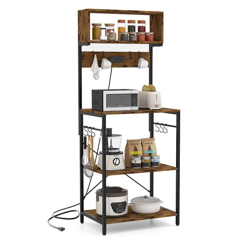 Costway Étagère de Cuisine 5 Niveaux avec Prises de Courant pour Bar à Café - Voir Détails