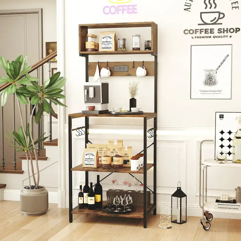 Costway Étagère de Cuisine 5 Niveaux avec Prises de Courant pour Bar à Café - Voir Détails