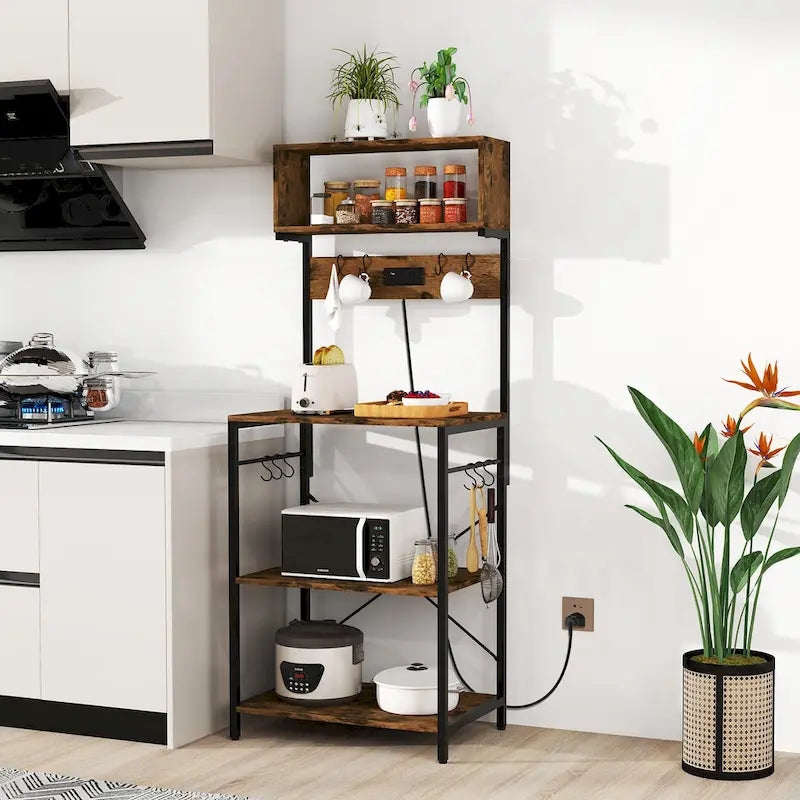 Costway Étagère de Cuisine 5 Niveaux avec Prises de Courant pour Bar à Café - Voir Détails