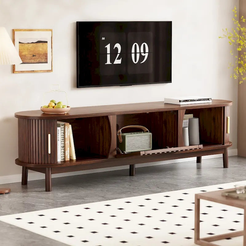 Meuble TV de ferme pour téléviseurs de 75 pouces, Console TV en bois pour centre de divertissement