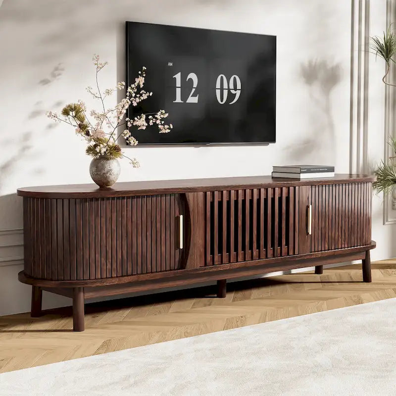 Meuble TV de ferme pour téléviseurs de 75 pouces, Console TV en bois pour centre de divertissement
