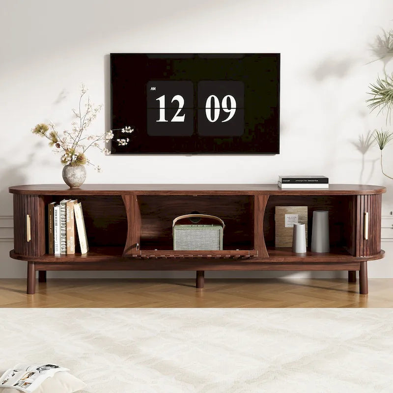 Meuble TV de ferme pour téléviseurs de 75 pouces, Console TV en bois pour centre de divertissement
