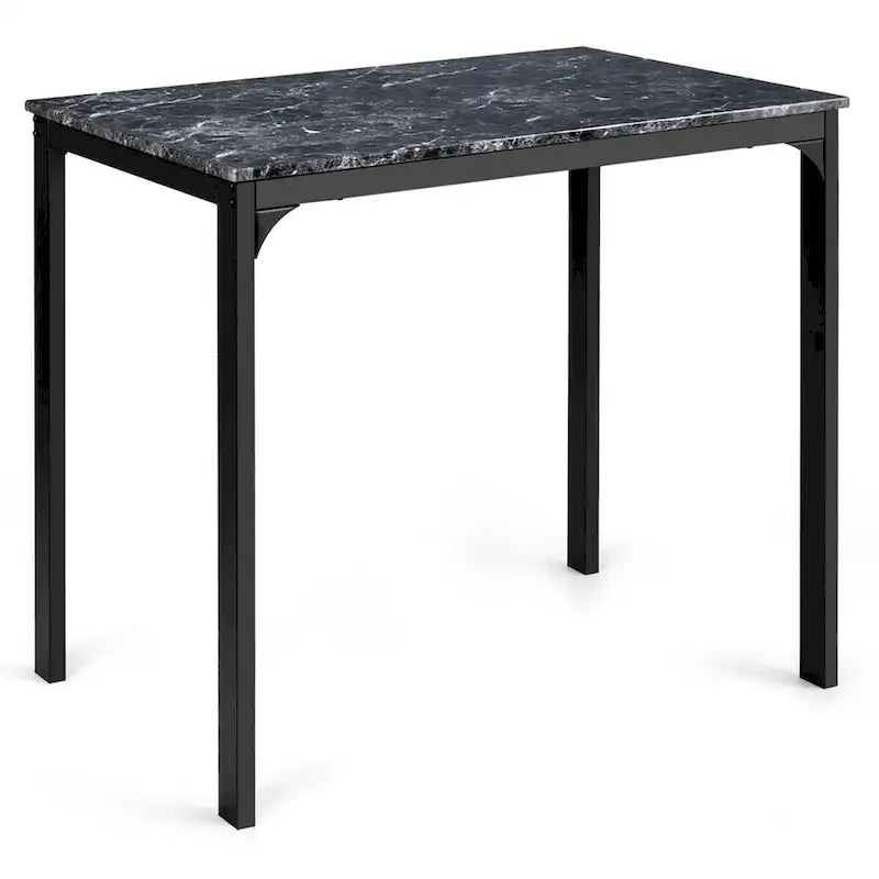 Costway Ensemble de salle à manger 3 pièces hauteur comptoir table plateau imitation marbre 2 chaises