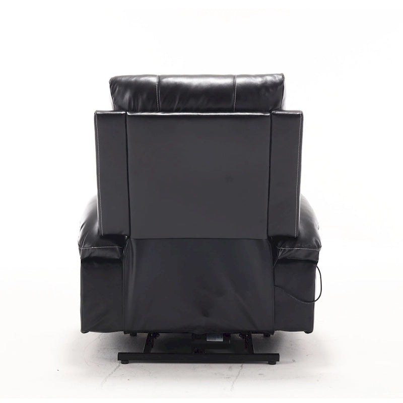 Fauteuil releveur inclinable électrique de massage chauffant avec siège large, poches latérales, porte-gobelets et minuterie pour personnes âgées