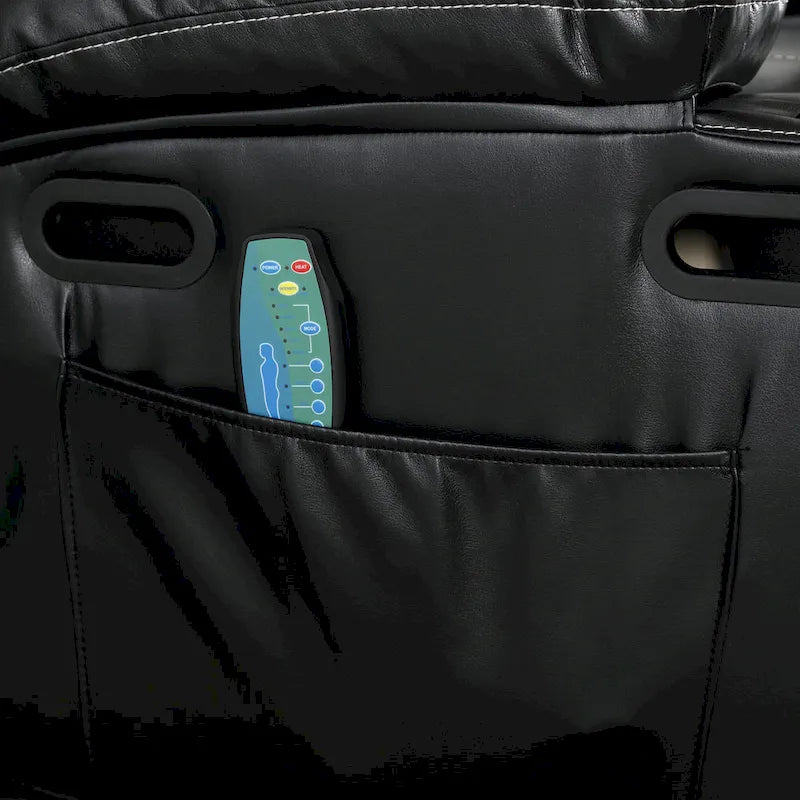 Fauteuil releveur inclinable électrique de massage chauffant avec siège large, poches latérales, porte-gobelets et minuterie pour personnes âgées