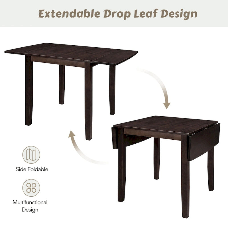 Ensemble table de salle à manger et chaises pour petit appartement avec table de salle à manger à abattants et 2 chaises à dossier en X pour cuisine