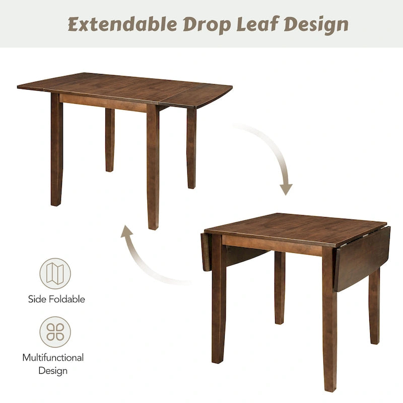 Ensemble table de salle à manger et chaises pour petit appartement avec table de salle à manger à abattants et 2 chaises à dossier en X pour cuisine