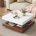 Table basse rotative 360° moderne avec 3 plateaux détachables, table basse à 2 niveaux avec rangement pour salon