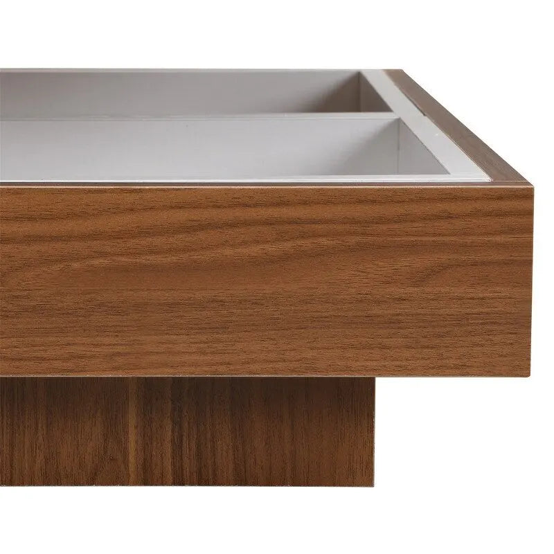 Table basse rotative 360° moderne avec 3 plateaux détachables, table basse à 2 niveaux avec rangement pour salon