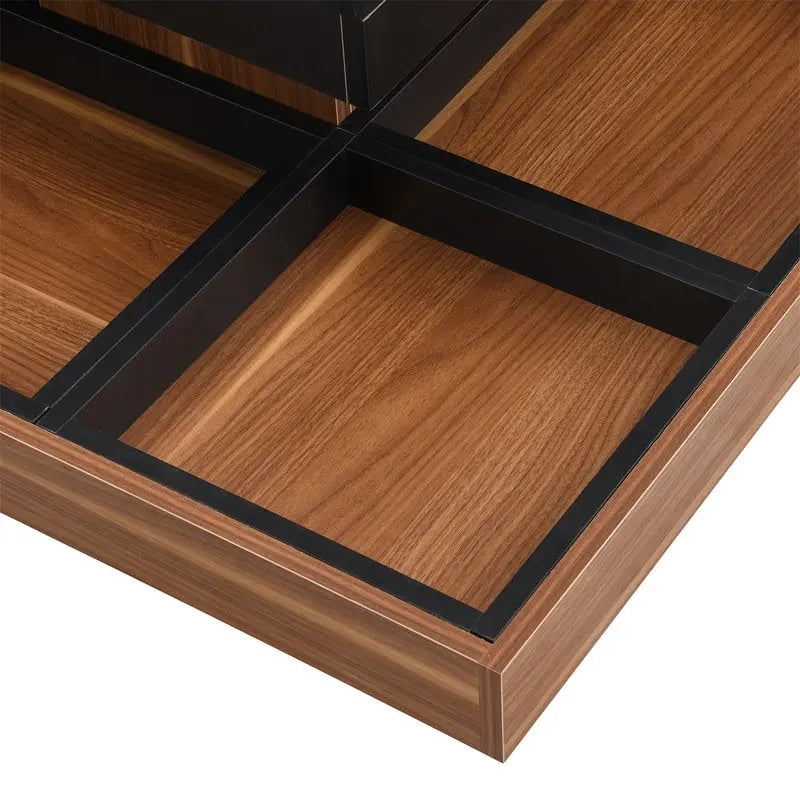 Table basse rotative 360° moderne avec 3 plateaux détachables, table basse à 2 niveaux avec rangement pour salon