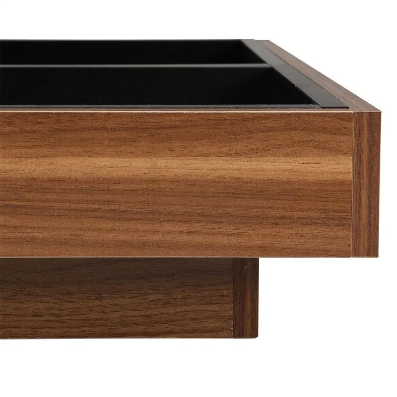 Table basse rotative 360° moderne avec 3 plateaux détachables, table basse à 2 niveaux avec rangement pour salon