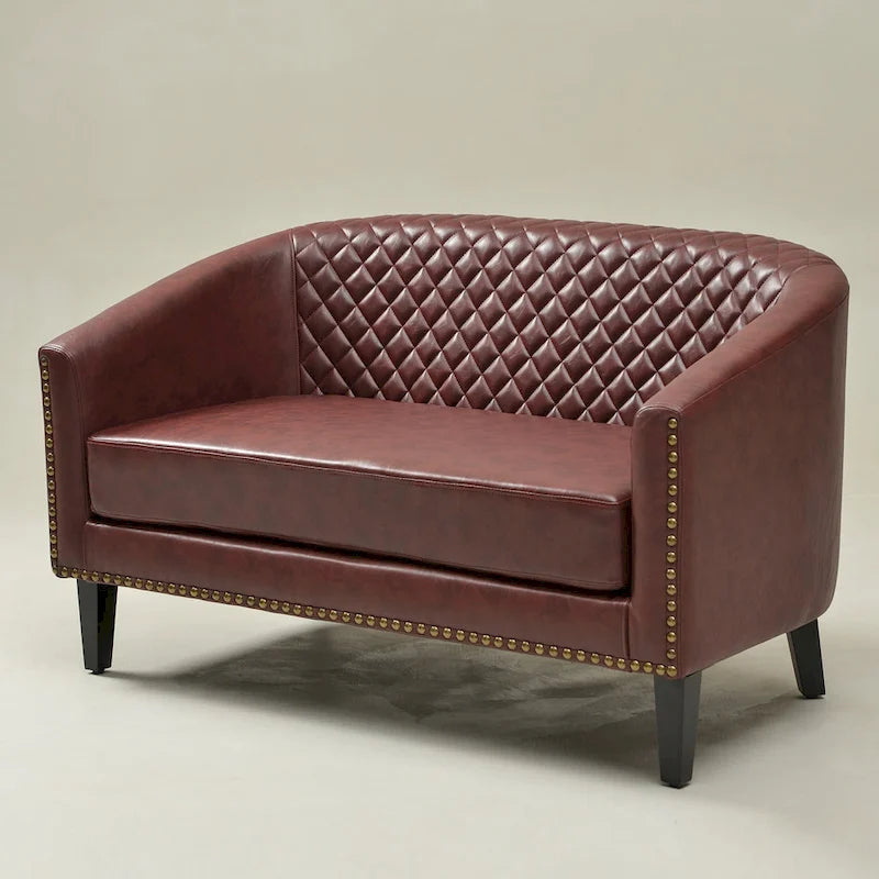 KINWELL Petit canapé causeuse rembourré en faux cuir touffeté 50W