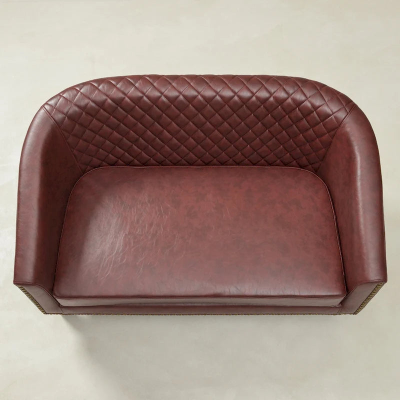 KINWELL Petit canapé causeuse rembourré en faux cuir touffeté 50W