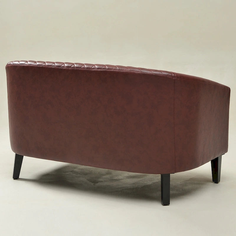 KINWELL Petit canapé causeuse rembourré en faux cuir touffeté 50W
