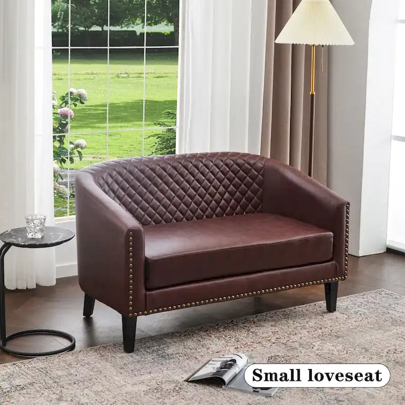 KINWELL Petit canapé causeuse rembourré en faux cuir touffeté 50W