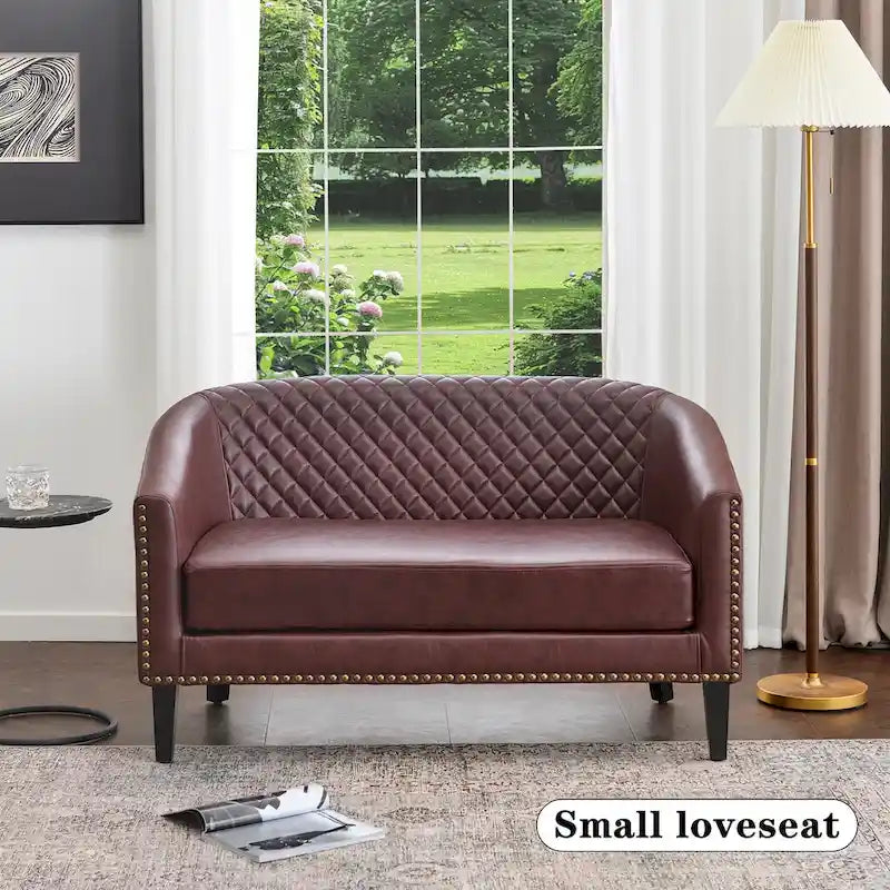 KINWELL Petit canapé causeuse rembourré en faux cuir touffeté 50W