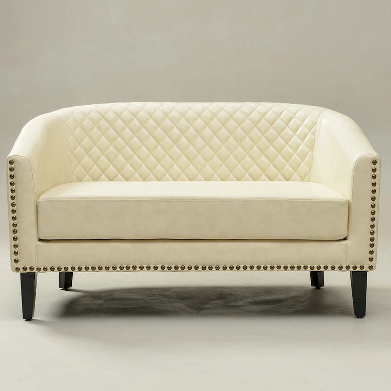 KINWELL Petit canapé causeuse rembourré en faux cuir touffeté 50W