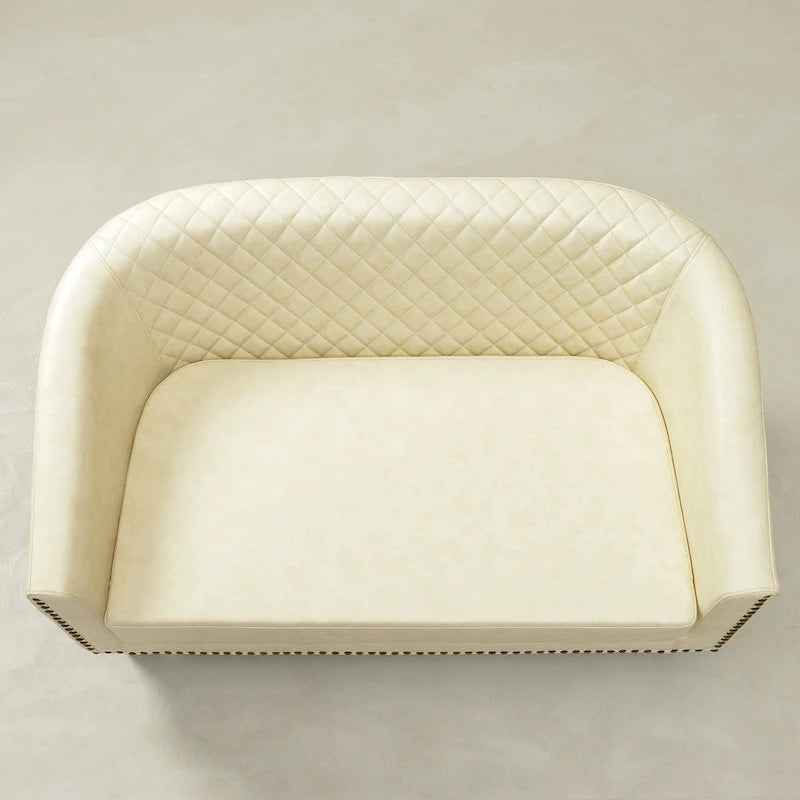 KINWELL Petit canapé causeuse rembourré en faux cuir touffeté 50W
