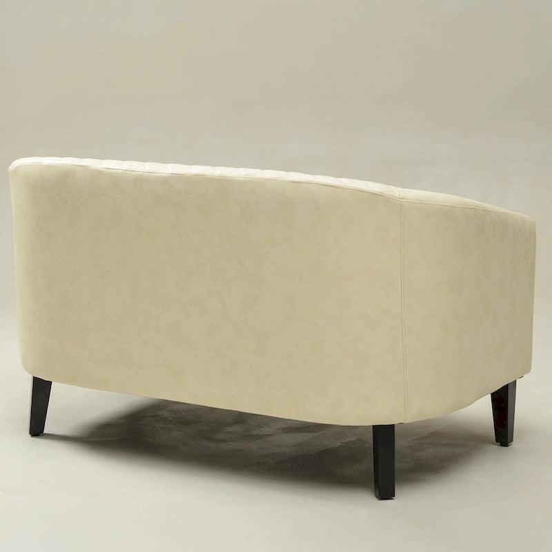 KINWELL Petit canapé causeuse rembourré en faux cuir touffeté 50W